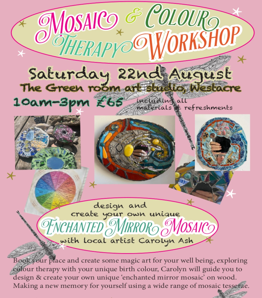 Poster: Mosaic & Paint a Pebble Workshop on April 4th and 8th